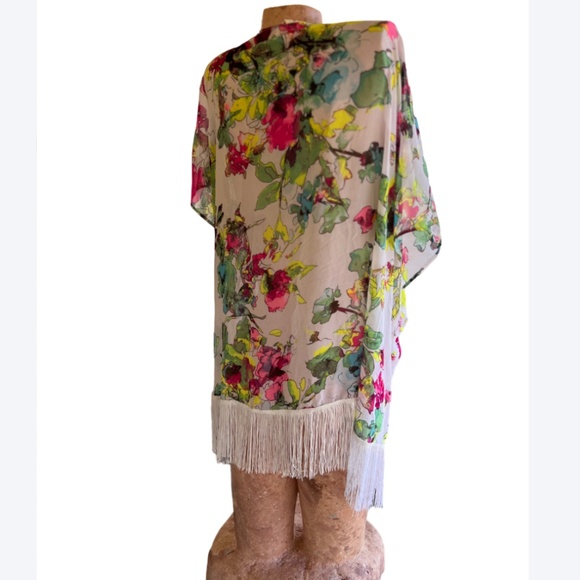 Ocean Pacific Sunwear White Open Front Beach Kimono Cover Up - Picture 4 of 7